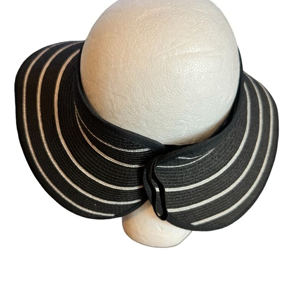 Black & White Stripe Packable Adjustable Visor Women's One Size - Picture 7 of 11